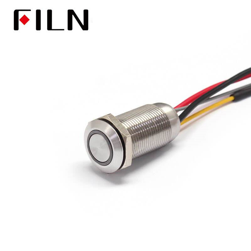 12mm Waterproof Momentary Latching LED Light Push Button Switch With Wire White