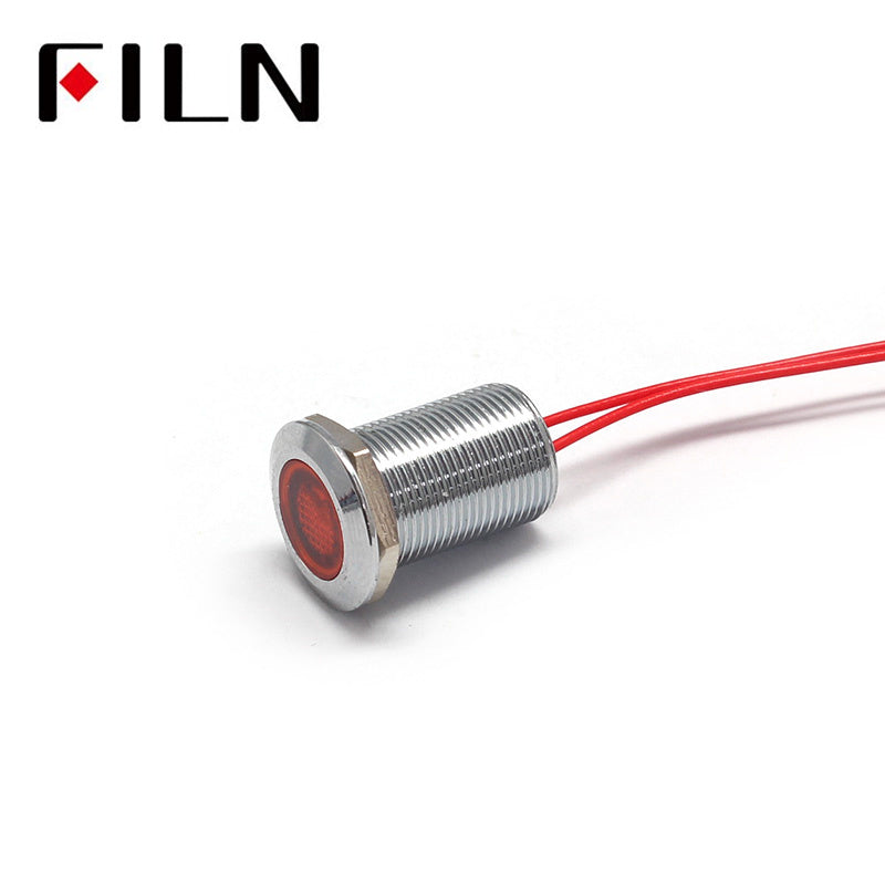 12MM Metal 240V LED Indicator Light With Wire Red