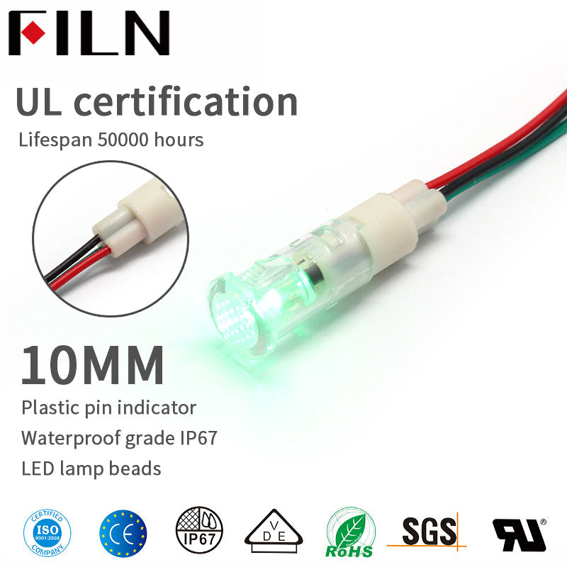 10mm rouge vert deux couleurs 12v led voyant en plastique