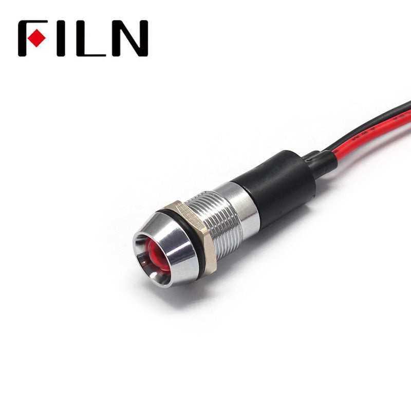 380V High Voltage IP67 LED Metal Indicator Light With a Wire Red