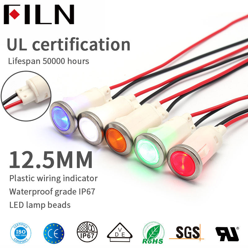 12.5mm 12v plastic indicator light