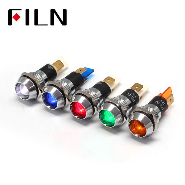 16MM 12v led rojo ip67 luz indicadora de señal de metal