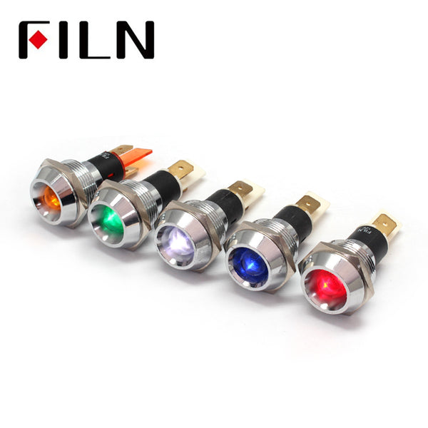 19mm Metal 12V LED Indicator Light With Reflector Colour