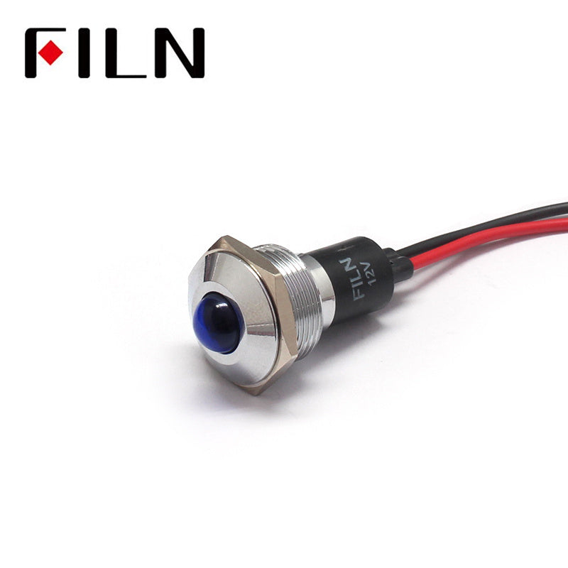 19mm LED Metal Flameproof Indicating Light Blue