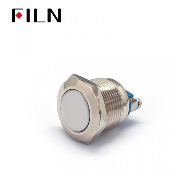 19MM 10A 110V Vis Pieds Sortie Bouton Poussoir Blanc