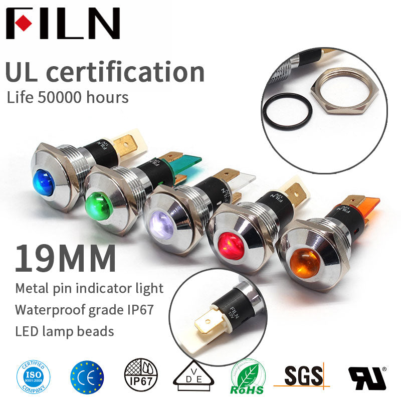 Lampes de signalisation en métal 19 mm 220 V pour panneaux