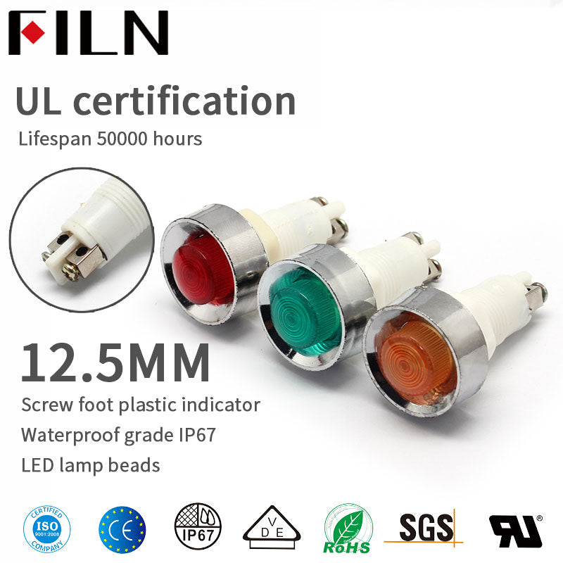 Luz indicadora LED de 12.5 V CC con patas de tornillo de 24 mm