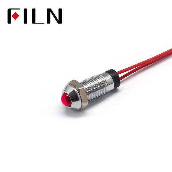 8 mm IP65 LED rojo Señal de metal Luz indicadora de 12 voltios para bicicleta roja