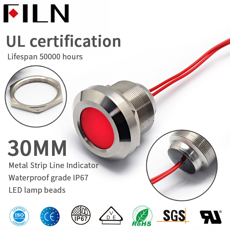 Support de barbecue 30 mm 220 V voyant lumineux en métal rouge