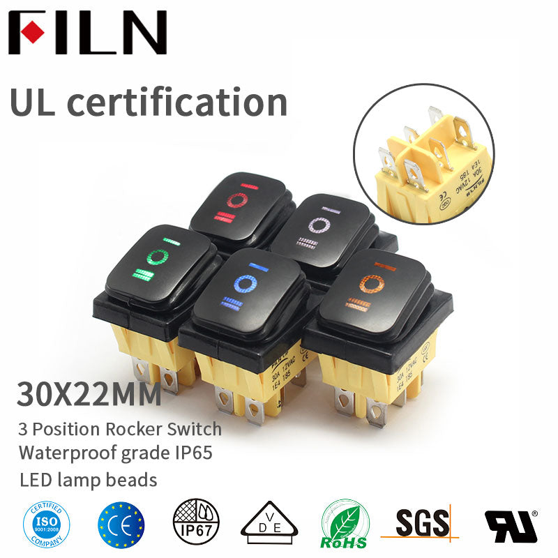 FILN Rouge 15A KCD4 380V 6PIN IP68 Interrupteurs à Bascule 3 Positions