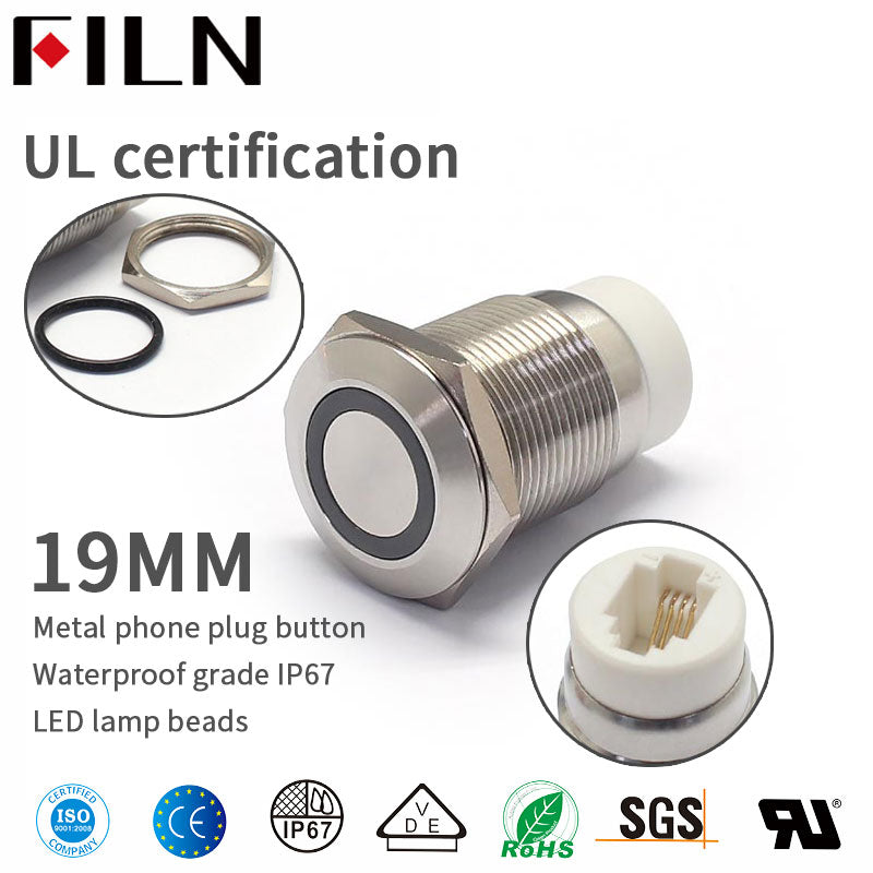 Interruptor de botón pulsador blanco personalizado RJ19 9V de 3 mm