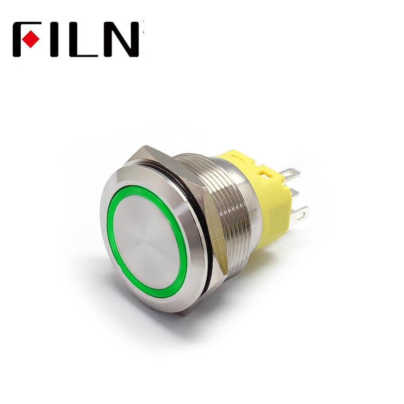 25MM 5PIN Stainless Steel Metal Push Button Switch IP67 Push Button Light Switch Green