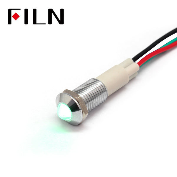 Luz indicadora de metal LED de doble color rojo verde de 10 mm 6 V