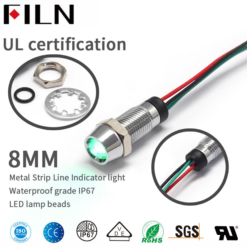 Luz indicadora piloto de metal LED de doble color de 8 mm y 6 V