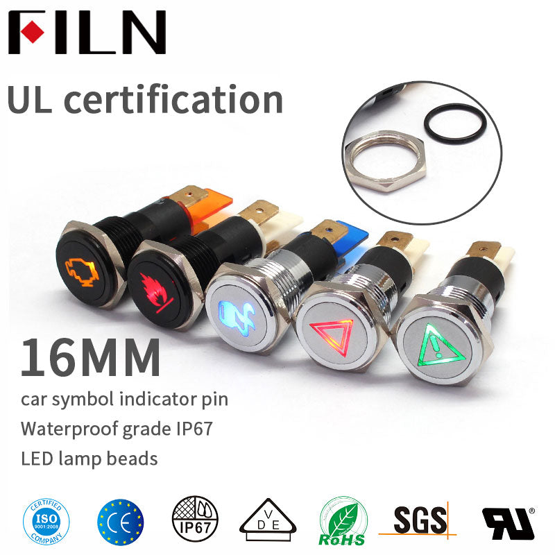 16mm Waterproof indicator light Car indicator lamp light IP67