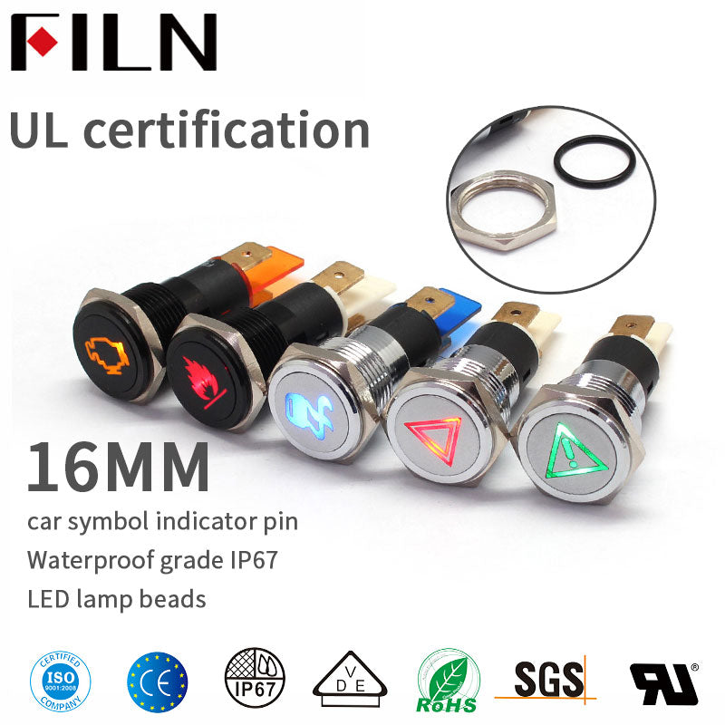Luz indicadora a prueba de agua de 16 mm Luz indicadora de automóvil IP67