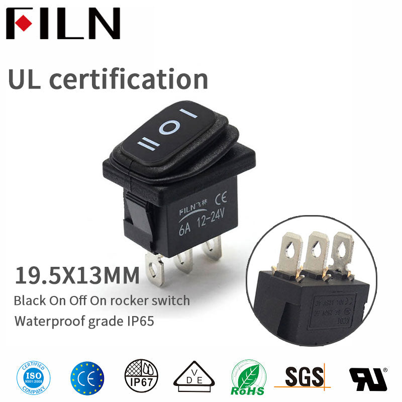 FILN Double Rocker Switch 3pin ON-OFF-ON 6A 240V Pas de lumières