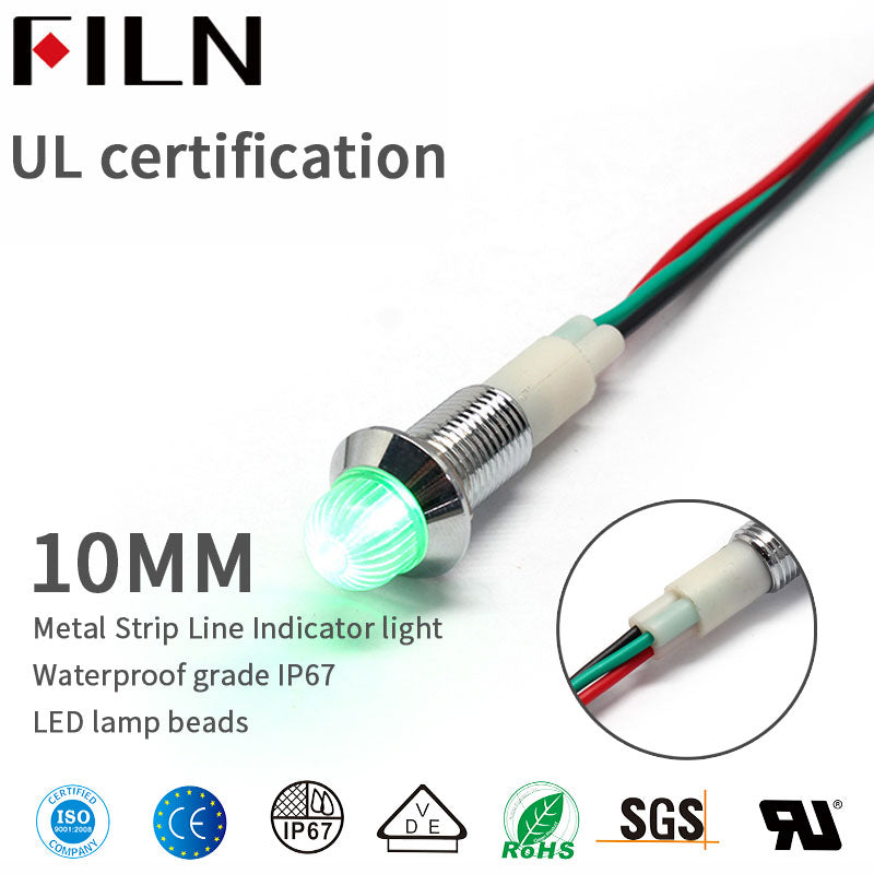 10mm 220V Red-Green Double color LED Metal Indicator Light