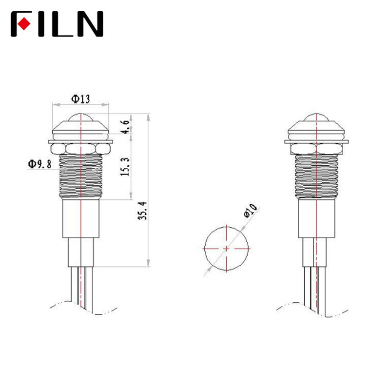 10mm Red Green Blue Three Colors 12V Red Indicator Light