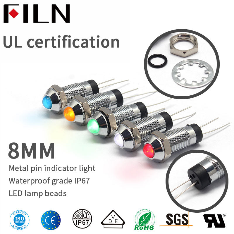 FLIN IP67 8mm étanche 240v puissance pilote Voyant 220v
