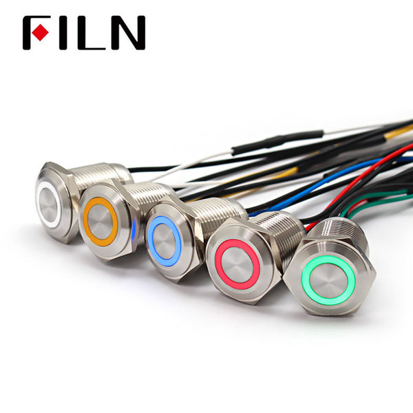 Interruptor de luz con botón pulsador de metal LED verde de 16 mm y 12 V con cable al mejor precio