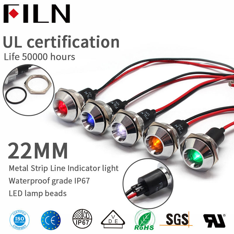 22mm 12V White Copper High Pressure Indicator light