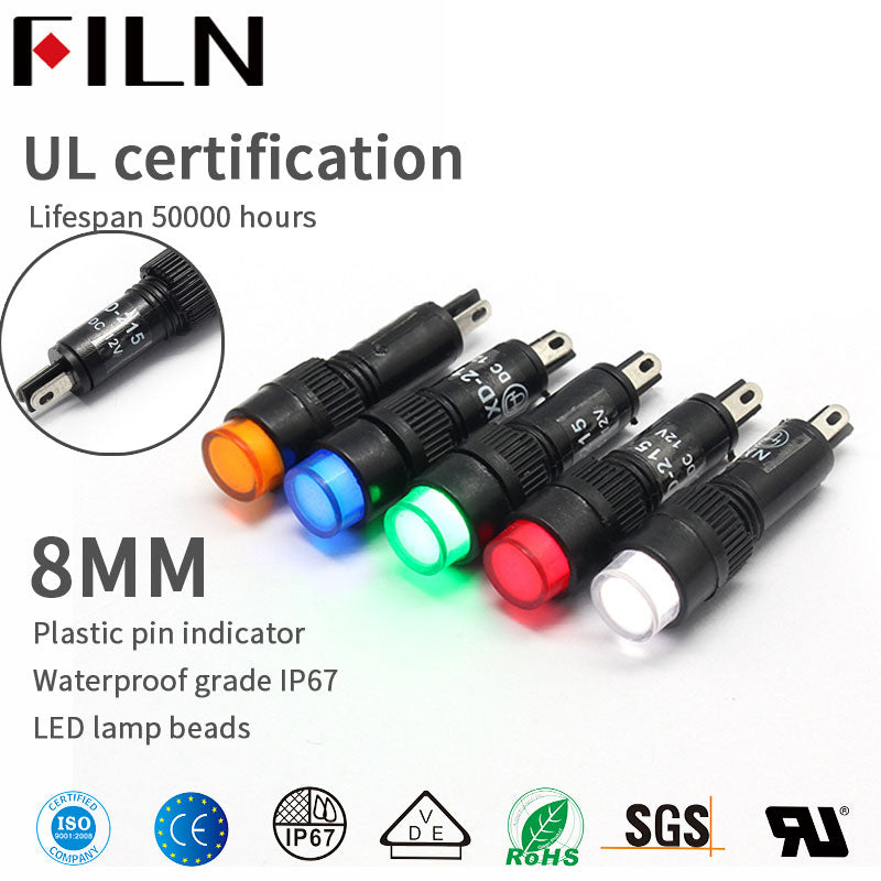 8mm 5/16″ Voyant Rouge 120V 220V