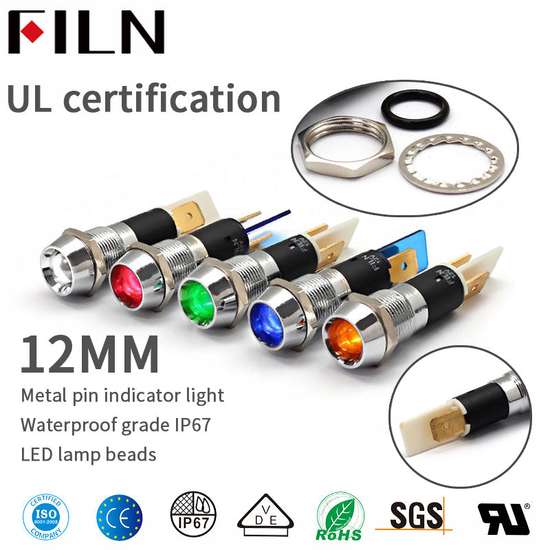 Luz indicadora de metal LED de alto voltaje IP380 de 67 V con un cable