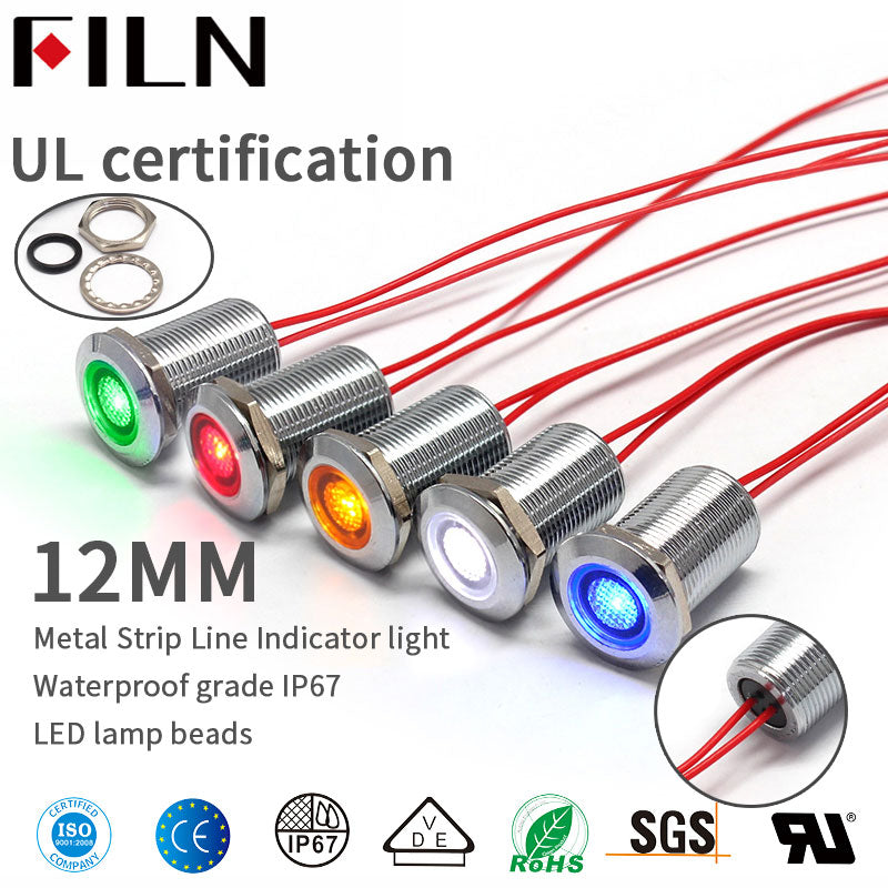 Luz indicadora LED de 12 V de metal de 240 mm con cable
