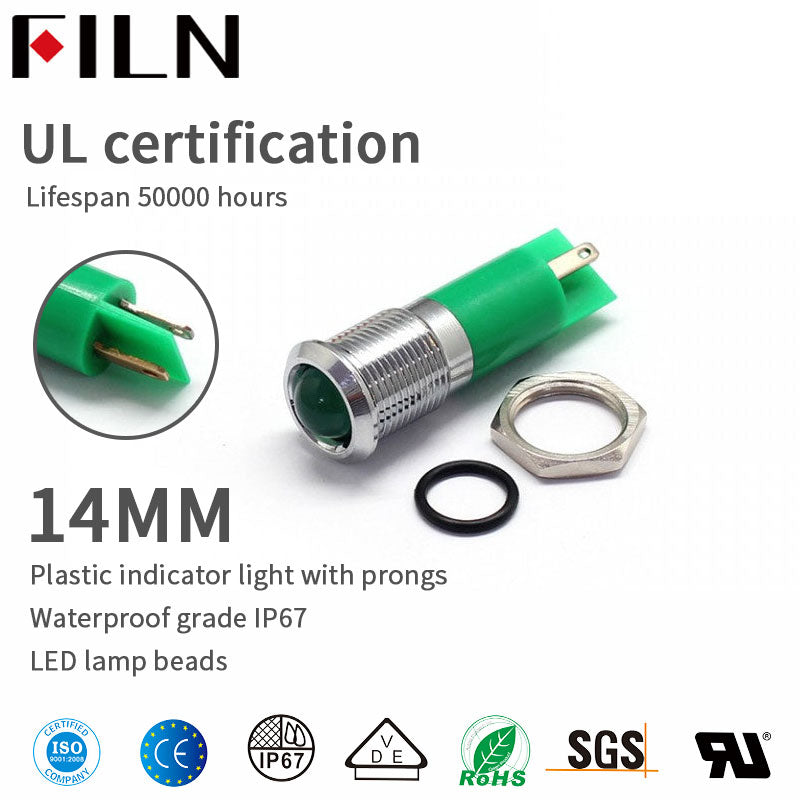 Luz indicadora LED de puerta verde LED AC 14V de 220 mm