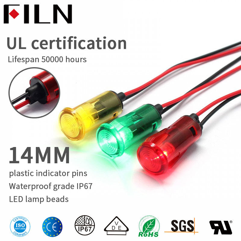 14mm 12V 24V 36V 220V 110 V LED voyants en plastique