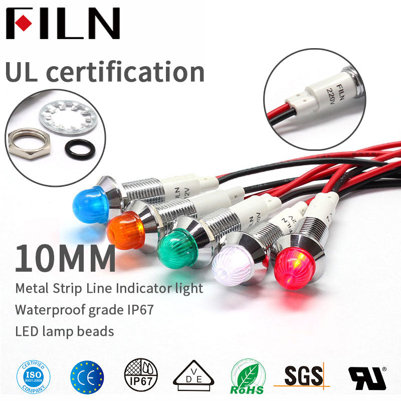 120V White Red Audio Equipment Metal LED Indicators