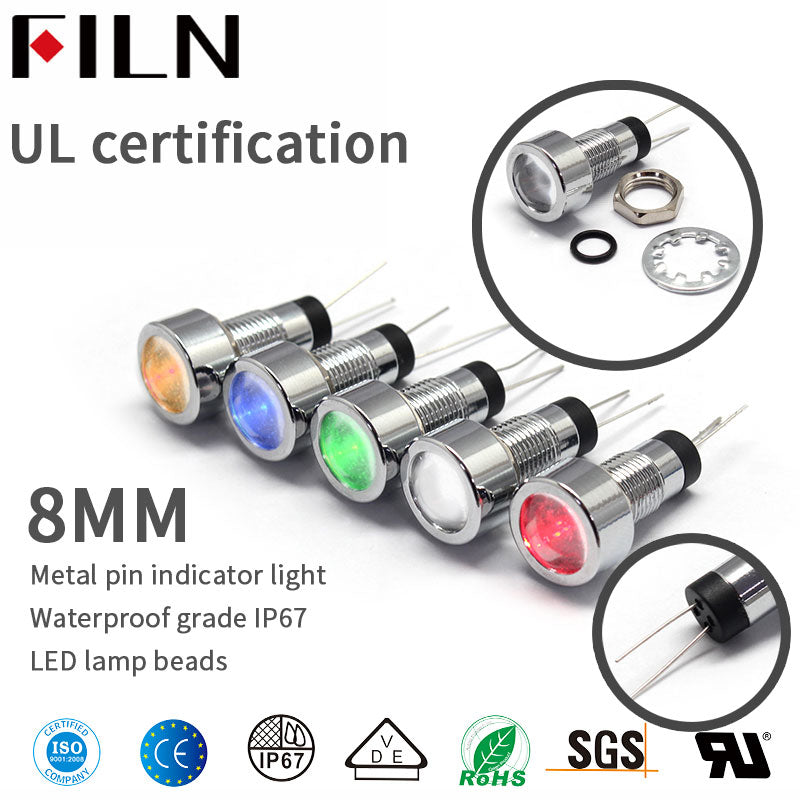 8mm Metal Automation 12V Mini LED Indicator Lights