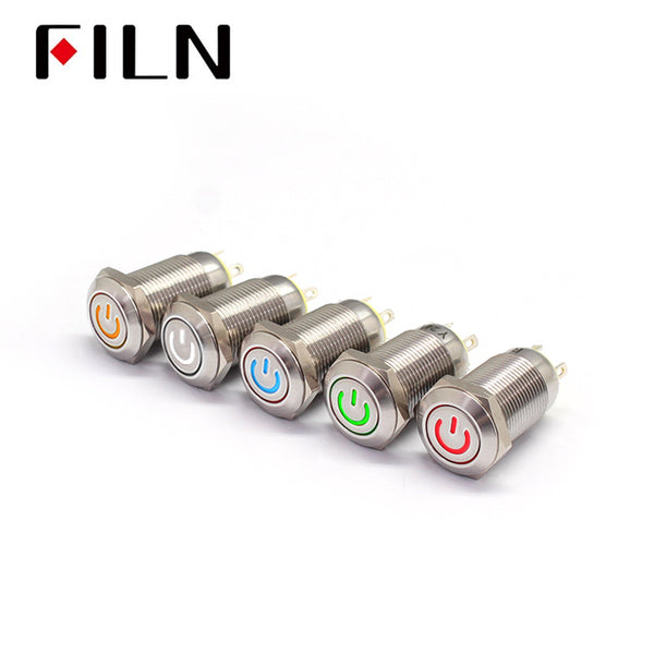 Pulsador 12MM 6V LED verde encendido-apagado
