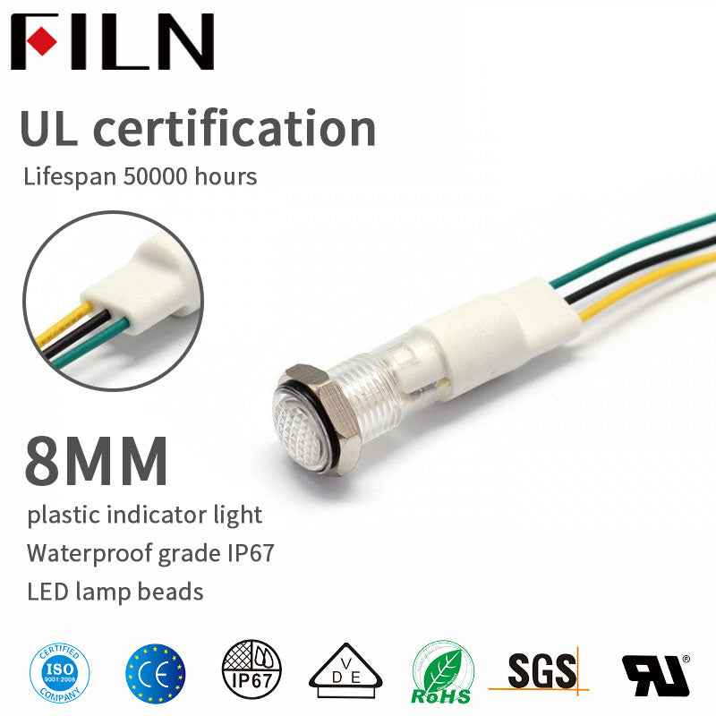 Luz indicadora de rosca nueva de 8MM, luz indicadora de doble Color roja y verde de 8MM