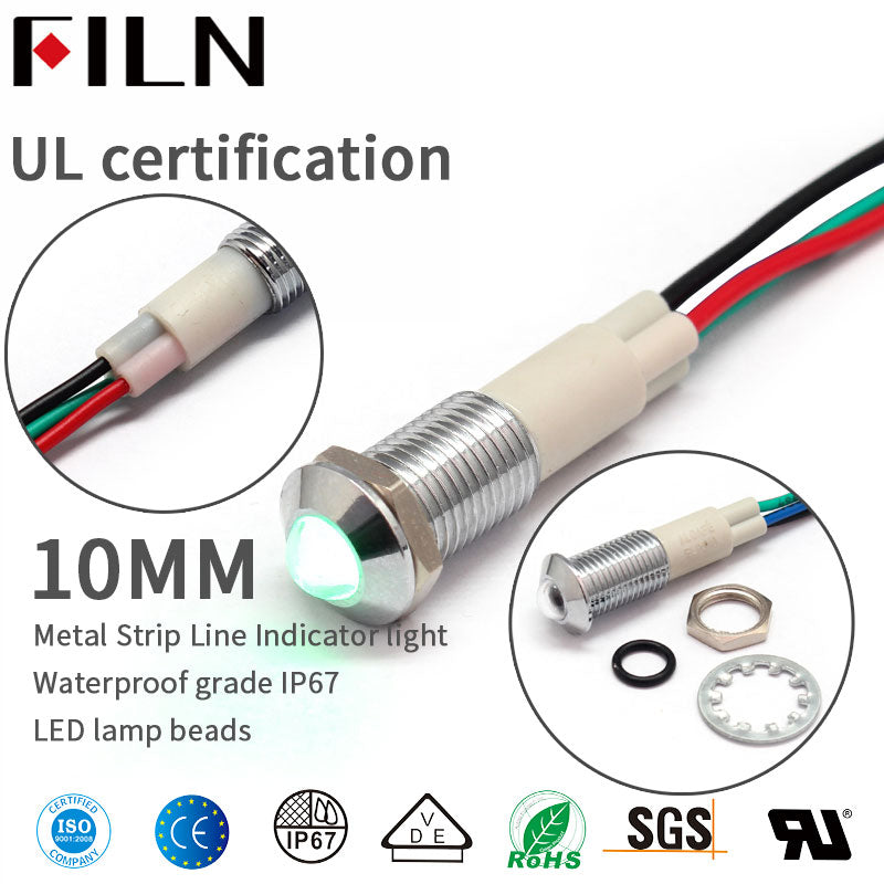 Luz indicadora de metal LED de doble color rojo verde de 10 mm 6 V