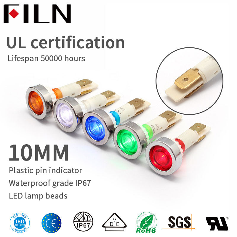 10mm 2/5 3V Light with Red Indicator Light Cover