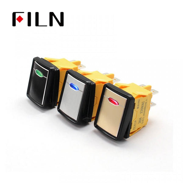 FILN 30A 250V Impermeable IP67 Negro Plata Interruptor de luz basculante de alta calidad