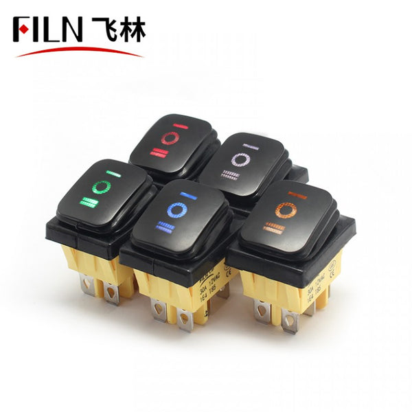 FILN Red 15A KCD4 380V 6PIN IP68 3 Position Rocker Switches Shop Now