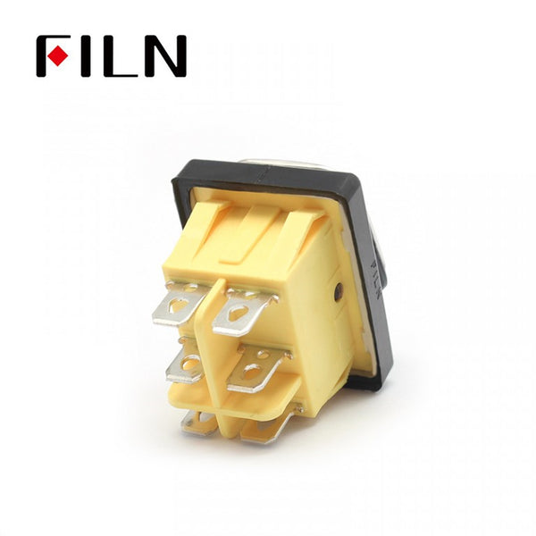 FILN Iluminado 250V IP67 Acero Inoxidable 6 PIN Interruptor Basculante Inferior