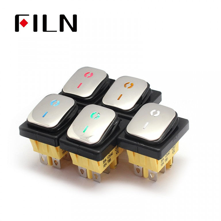 FILN Illuminated 250V IP67 Inox 6 PIN Rocker Switch Meilleur prix
