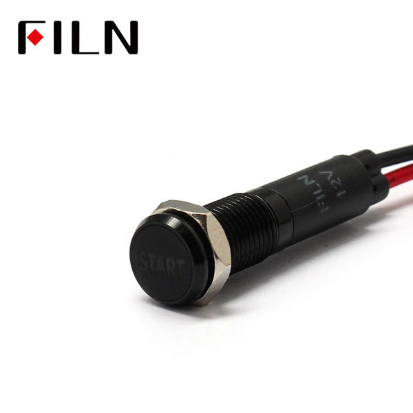 FILN Black Bezel FL1M 8mm 12V LED Metal Indicator Dashboard Light with Symbol Start Signal symbol indicator