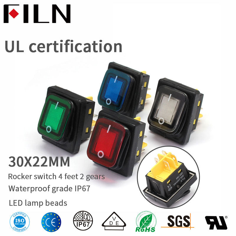 FILN 4 Pin IP67 Waterproof Rocker Switch