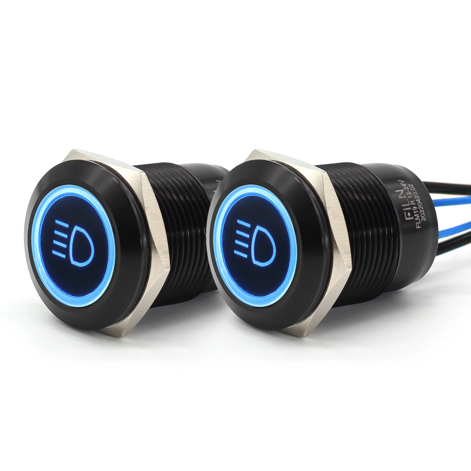 22mm Momentary Latching Push Button Switch – 12V-24V Car LED Power, Metal, Black, JES