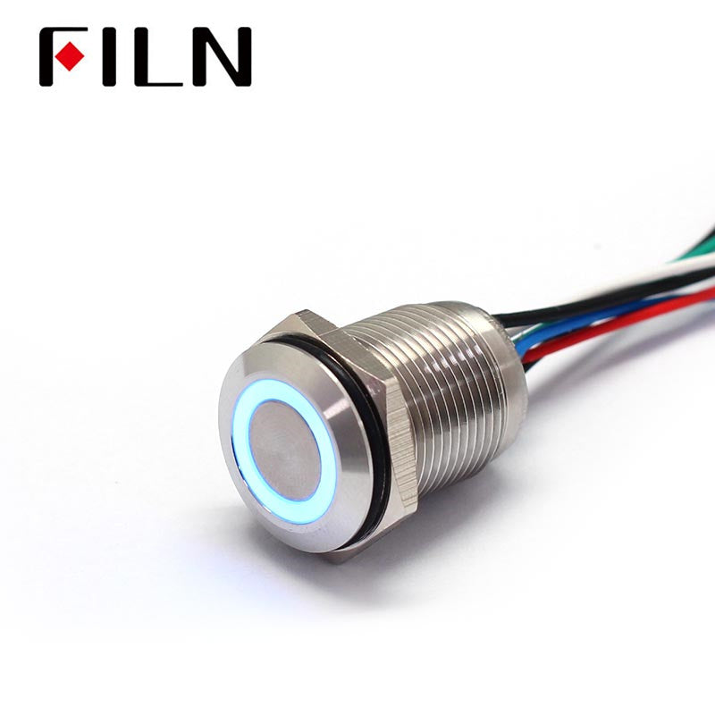 16MM 12V IP68 Green Bule Three Colors LED Push Button Switch online shop
