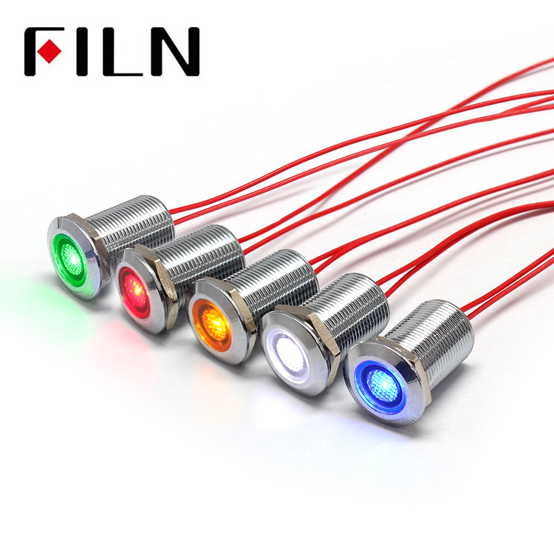 12MM Metal 240V LED Indicator Light With Wire Colour