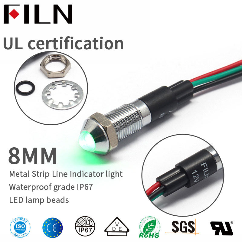 Luz indicadora de cátodo común doble verde rojo de metal de 8 mm