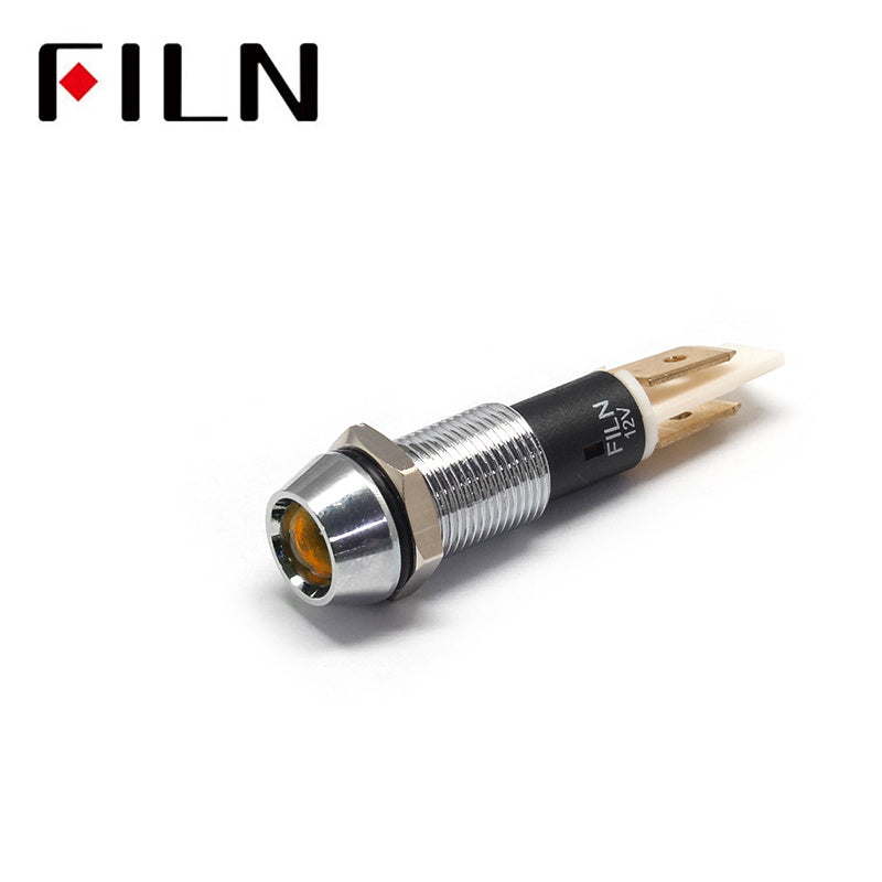 10mm 3V LED Metal IP67 Signal Red Indicator Light Amber