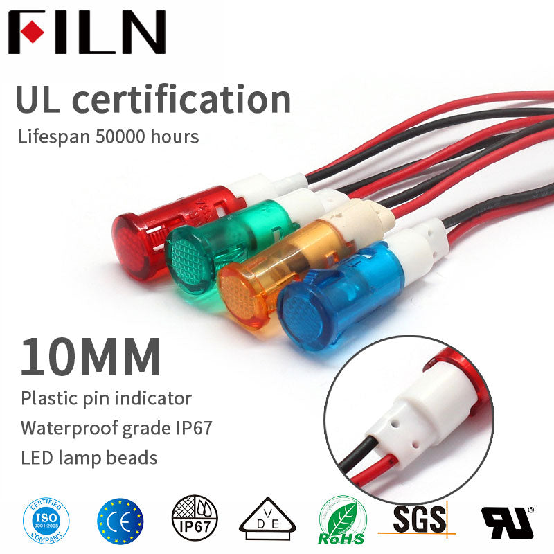 Luz indicadora de plástico para calentador de agua de 10 mm y 220 v