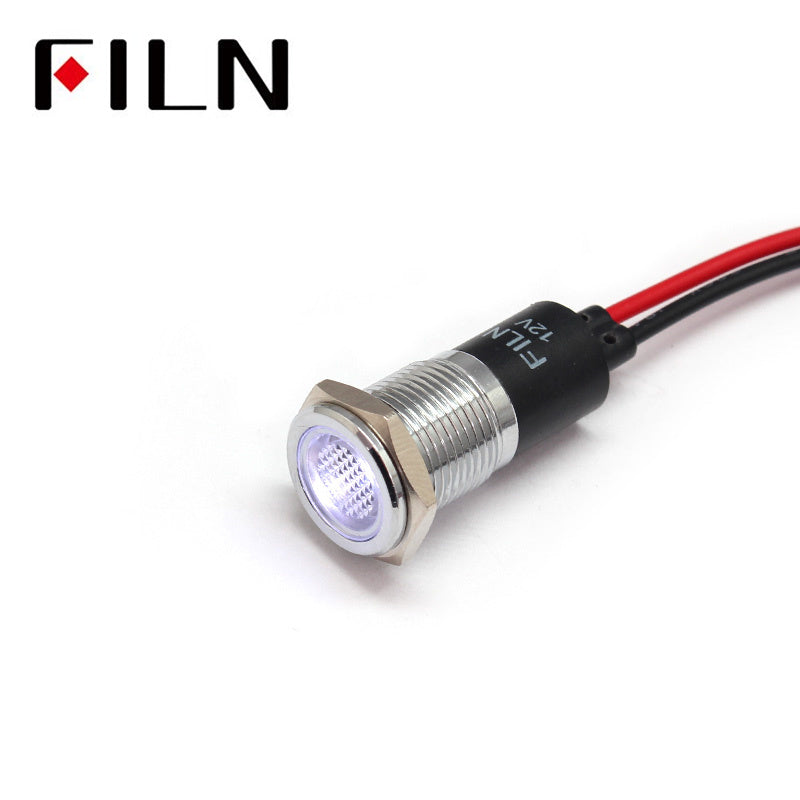 14mm 28V Panel LED White Indicator Light White